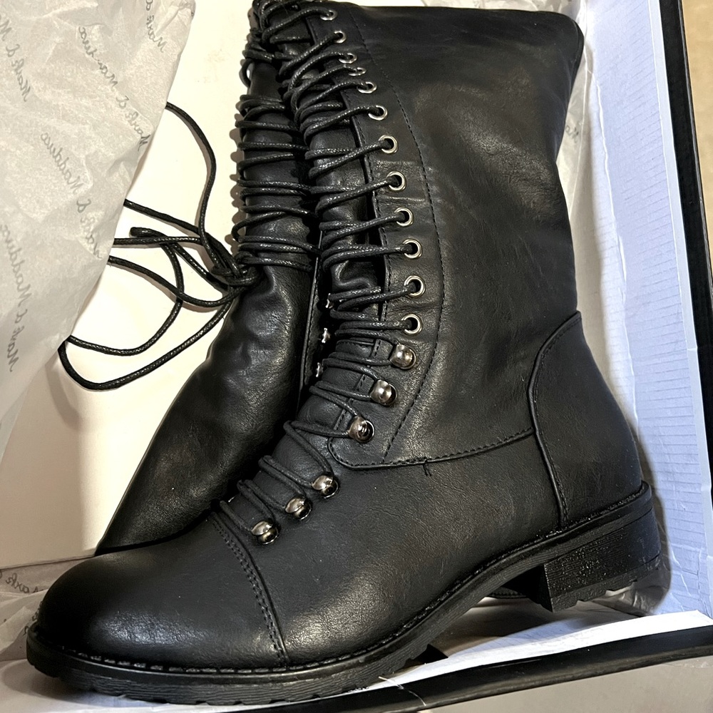 Long black laced boots
